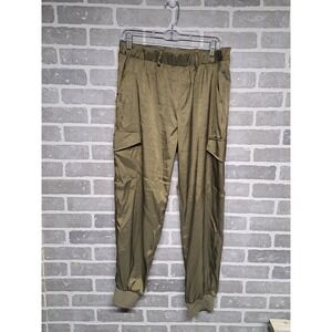 Know One Cares Womens Satin Waist Elastic‎ Cargo Green Jogger Pants Size Large